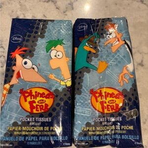 Phineas and Ferb Disney New Pocket Tissues Vintage Cartoon